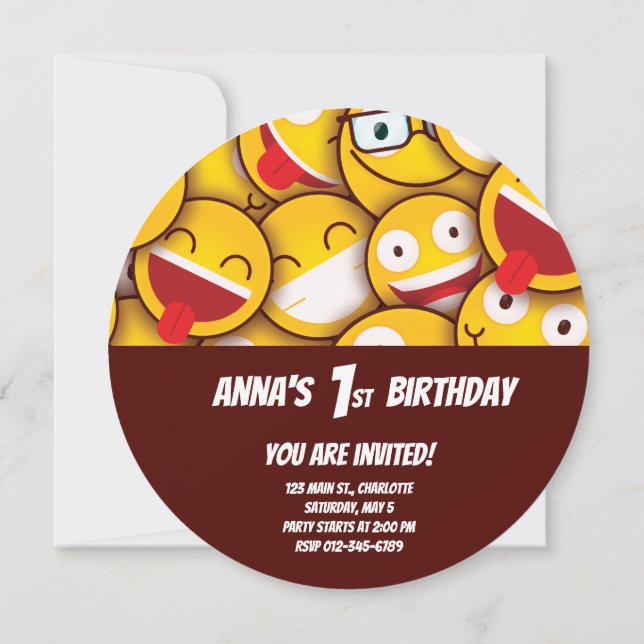 Invitation Anniversaire de Kawaii Cute Emoji Emoticon (Dos)