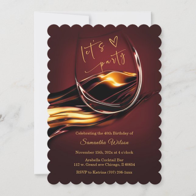 Invitation Anniversaire de la Bourgogne et de la femme d'or (Devant)