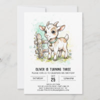 Anniversaire de la chèvre à l'aquarelle beige