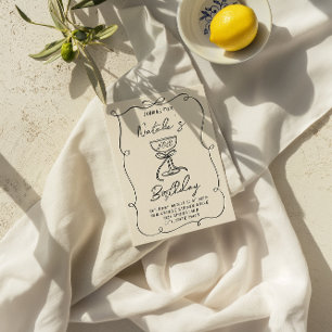 Invitation Anniversaire de la coupe de champagne Retro 40e ma