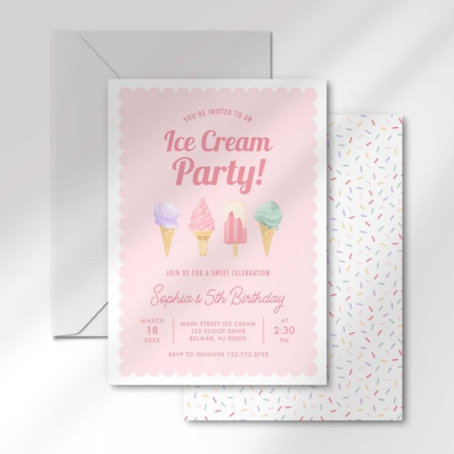 Invitation Anniversaire de la crème glacée (Créateur téléchargé)