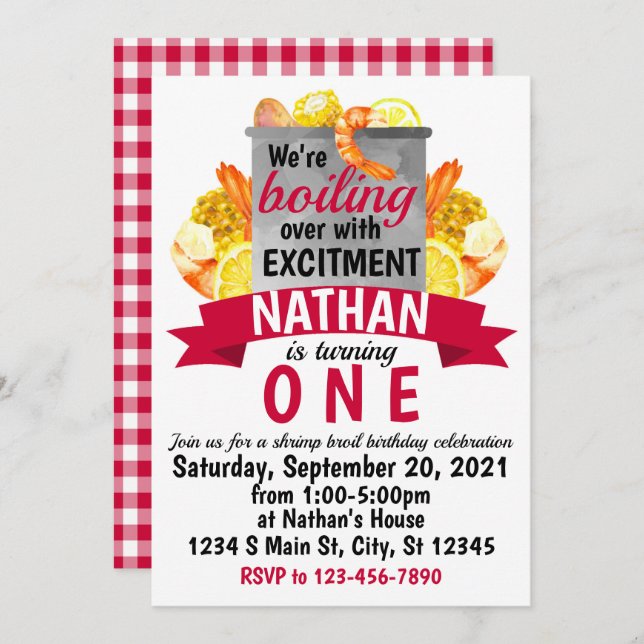 Invitation Anniversaire de la crevette (Devant / Derrière)