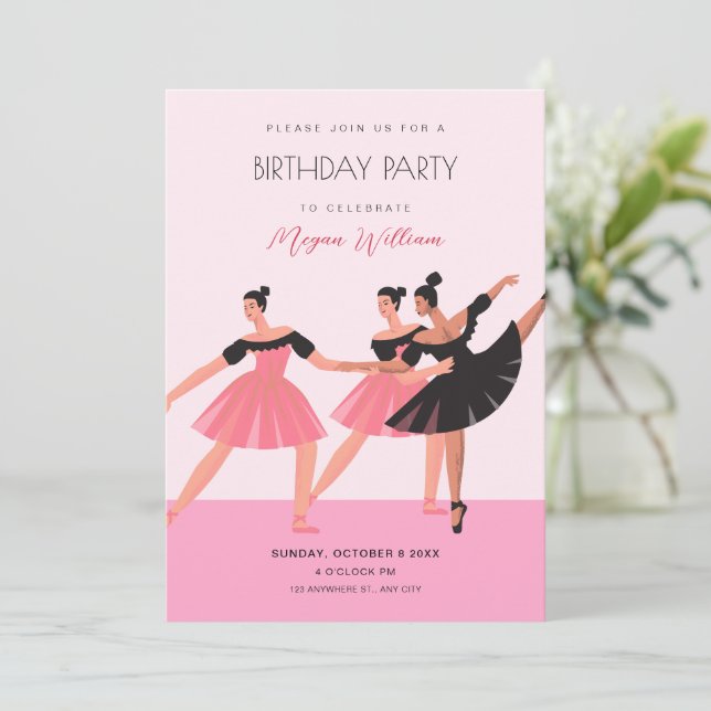 Invitation Anniversaire de la danse de Ballerina (Debout devant)