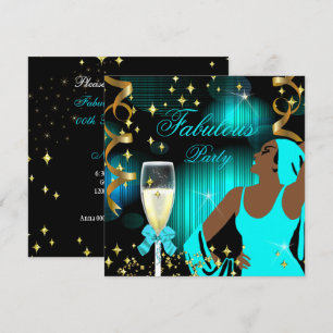 Invitation Anniversaire de la Diva au Glitter Bleu Turquoise