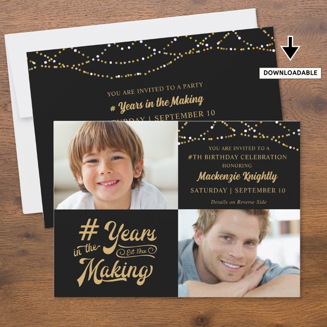 Invitation Anniversaire de la fabrication 2 photos Couleur pe (Créateur téléchargé)