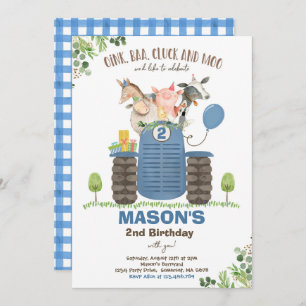 Invitation Anniversaire de la ferme Boy Old MacDonald Barnyar