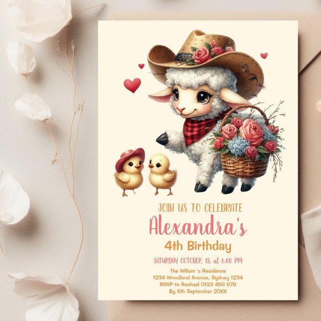 Invitation Anniversaire de la ferme Cute Barnyard (Créateur téléchargé)
