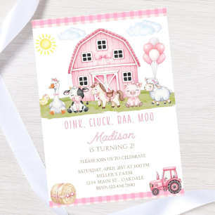 Invitation anniversaire de la Ferme Rose éditable 