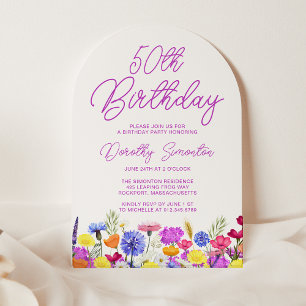 Invitation Anniversaire de la fête Boho violet Fleur sauvage