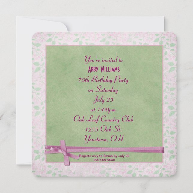 Invitation Anniversaire de la fête Bow (Devant)