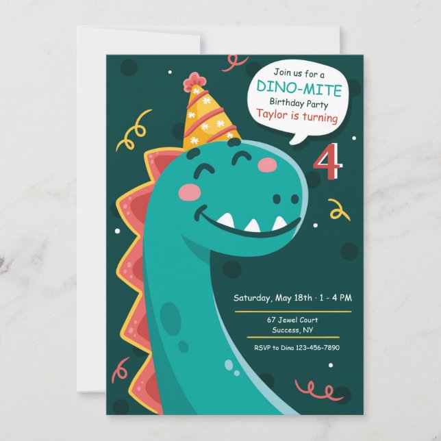 Invitation Anniversaire de la fête de Dino (Devant)