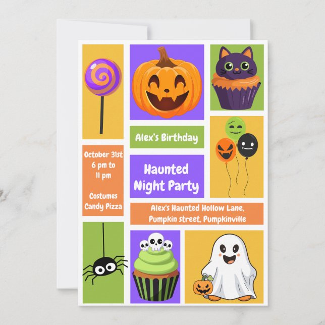 Invitation Anniversaire de la fête de la nuit - Halloween nui (Devant)