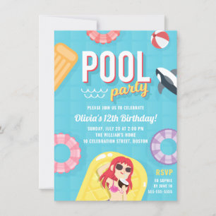 Invitation Anniversaire de la fête de la piscine  