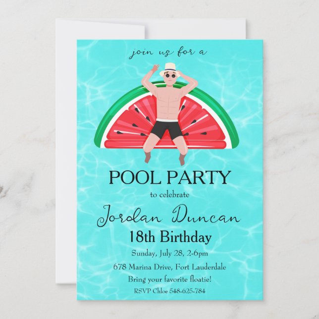 invitation anniversaire de la fête de la piscine d (Devant)
