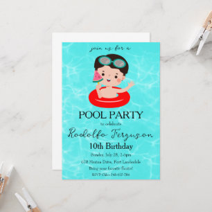 invitation anniversaire de la fête de la piscine d