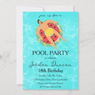 invitation anniversaire de la fête de la piscine d