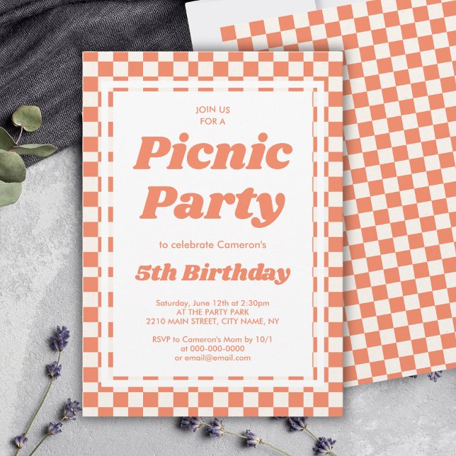 Invitation Anniversaire de la fête de pique-nique moderne (Modern Picnic Party Birthday Invitation
)