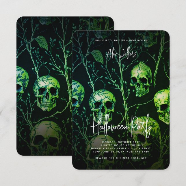Invitation Anniversaire de la fête d'Halloween adulte Hantée  (Devant / Derrière)
