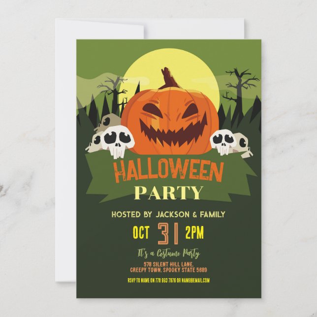 Invitation Anniversaire de la fête d'Halloween Parti Citrouil (Devant)