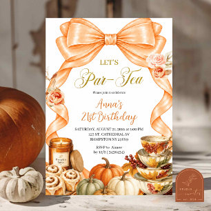 Invitation Anniversaire de la fête du thé au bow orange d'aut