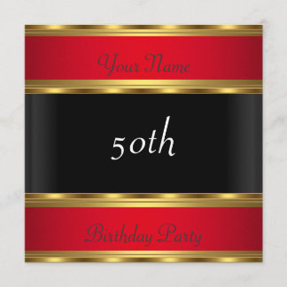 Invitation Anniversaire de la fête Gold Rouge Noir