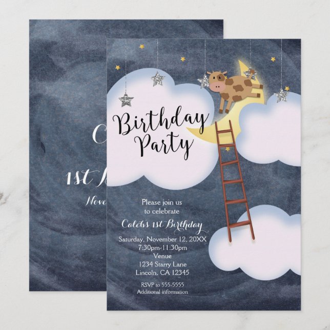 Invitation Anniversaire de la fête livre d'histoire Nursery R (Devant / Derrière)