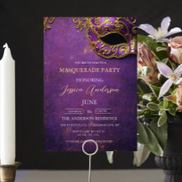 Invitation Anniversaire de la fête masquade violette