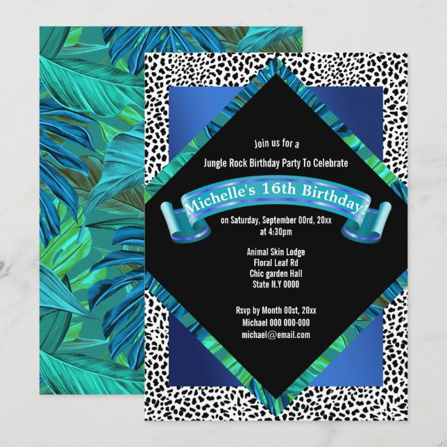 Invitation Anniversaire de la feuille poster de animal de la  (Devant / Derrière)