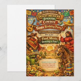 Invitation Anniversaire de la Fiesta du Cowboy Espagnol Mexic