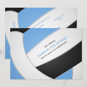 Invitation anniversaire de la fille de volley-ball noir bleu 