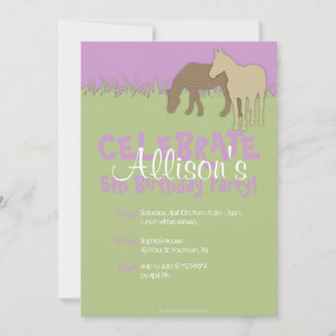 Invitation Anniversaire de la fille des deux chevaux Brown