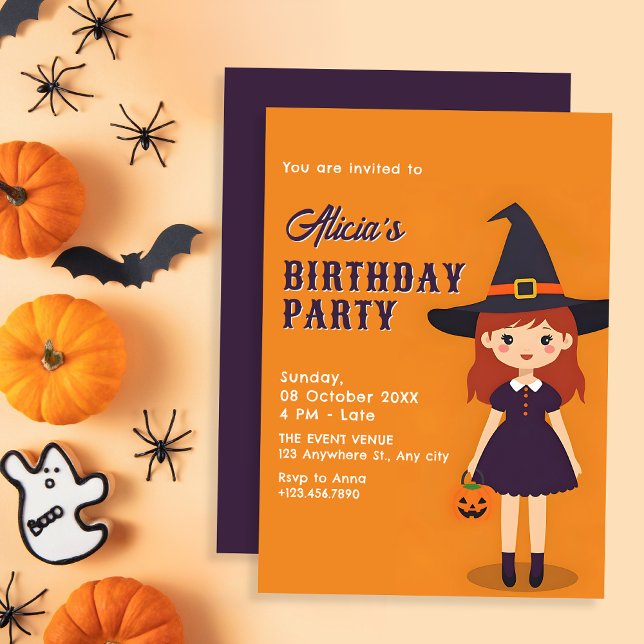 Invitation Anniversaire de la fille d'Halloween (Créateur téléchargé)