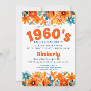 Invitation Anniversaire de la fleur hippie des années 1960