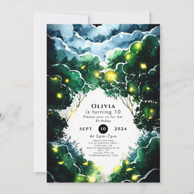 Invitation Anniversaire de la forêt de Whimsy (Devant)