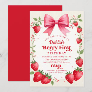 Invitation Anniversaire de la fraise rose Bow Berry Premier a