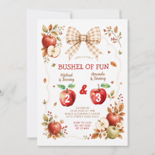 Invitation Anniversaire de la fratrie avec un nœud à carreaux
