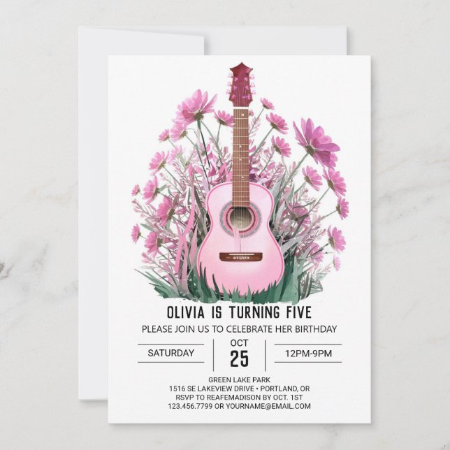Invitation Anniversaire de la guitare de ballade acoustique e (Devant)