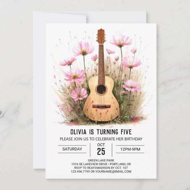 Invitation Anniversaire de la guitare du musicien acoustique (Devant)