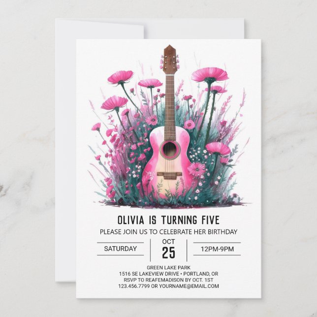 Invitation Anniversaire de la guitare du musicien magique (Devant)