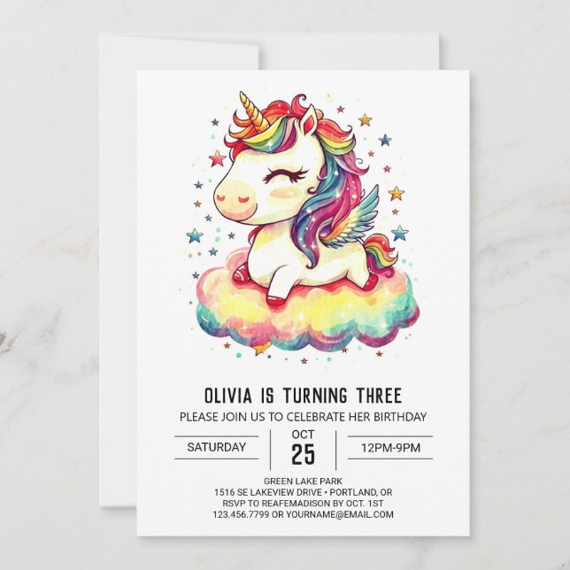 Invitation Anniversaire de la licorne (Devant)