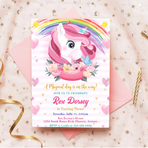 Invitation Anniversaire de la licorne arc-en-ciel magique