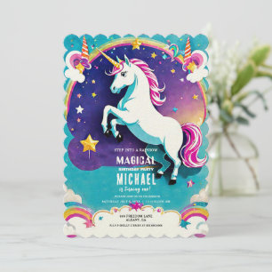 Invitation Anniversaire de la licorne arc-en-ciel magique