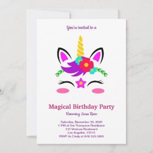 Invitation Anniversaire de la licorne magique