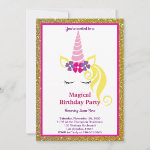 Invitation Anniversaire de la licorne magique