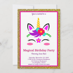 Invitation Anniversaire de la licorne magique