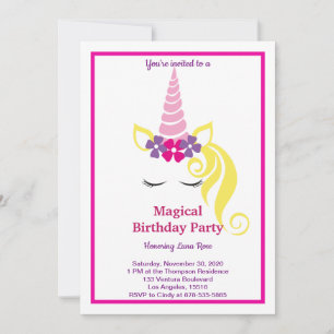 Invitation Anniversaire de la licorne magique