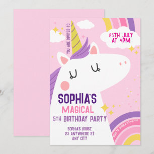 Invitation Anniversaire de la licorne magique Arc
