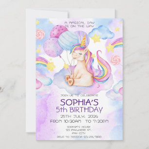 Invitation Anniversaire de la licorne magique Arc 