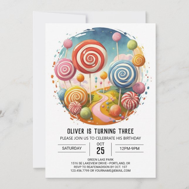 Invitation Anniversaire de la Lollipop pour enfants (Devant)