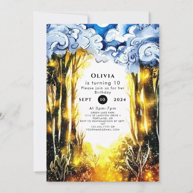 Invitation Anniversaire de la luciole enchantée (Devant)